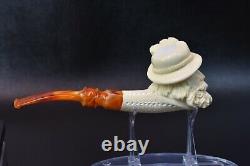 BAVARIAN Man Pipe Block Meerschaum-handmade NEW W CASE#73