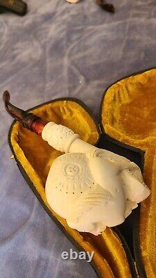 BRAND NEW & Unsmoked & UNUSED HORSE 100% BLOCK Meerschaum Pipe with Case