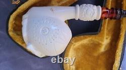 BRAND NEW & Unsmoked & UNUSED HORSE 100% BLOCK Meerschaum Pipe with Case