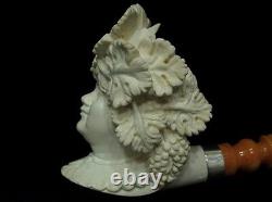 Bacco Bacchus Mythological Block Meerschaum Pipe Silver Churchwarden Cor 0828