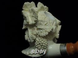 Bacco Bacchus Mythological Block Meerschaum Pipe Silver Churchwarden Cor 0828