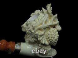 Bacco Bacchus Mythological Block Meerschaum Pipe Silver Churchwarden Cor 0828