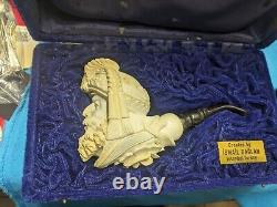 Baglan Figure Pipe Block Meerschaum-NEW W CASE Unsmoked