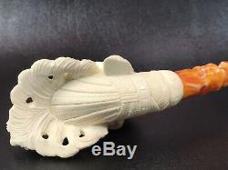 Baglan Old Man Smoking Himself Pipe New Block Meerschaum W Case+Stand#947