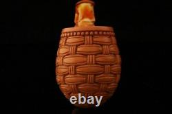 Basket Block Meerschaum Pipe by I. Baglan with custom CASE 12020