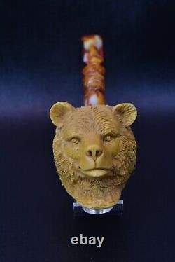 Bear Figure Pipe BY KENAN Block Meerschaum-NEW Handmade W CASE#1014