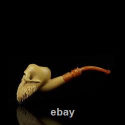 Bearded Skull Pipe By Handmade Block Meerschaum-NEW W CASE#1878