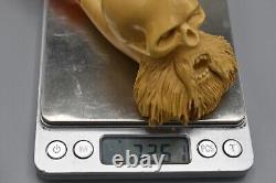 Bearded Skull Pipe By Handmade Block Meerschaum-NEW W CASE#1878