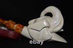 Beautifully Carved Elephant Pipe Block Meerschaum-NEW With Case#489