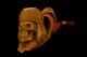 Beautifully Carved Skull Indian Pipe By Ali Block Meerschaum-new With Case#1386