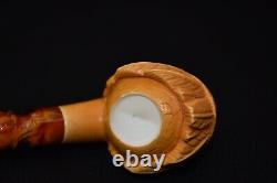 Beautifully Carved Skull Indian Pipe By Altay Block Meerschaum-NEW With Case#960