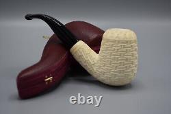 Bent Basket weave Chimney Chimney Pipe BLOCK MEERSCHAUM-NEW-HANDCARVED Case#467