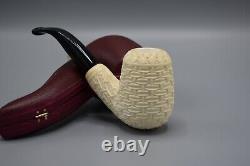 Bent Basket weave Chimney Chimney Pipe BLOCK MEERSCHAUM-NEW-HANDCARVED Case#467