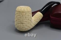 Bent Basket weave Chimney Chimney Pipe BLOCK MEERSCHAUM-NEW-HANDCARVED Case#467