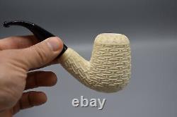 Bent Basket weave Chimney Chimney Pipe BLOCK MEERSCHAUM-NEW-HANDCARVED Case#467