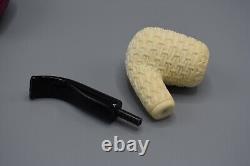 Bent Basket weave Chimney Chimney Pipe BLOCK MEERSCHAUM-NEW-HANDCARVED Case#467