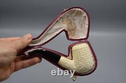 Bent Basket weave Chimney Chimney Pipe BLOCK MEERSCHAUM-NEW-HANDCARVED Case#467