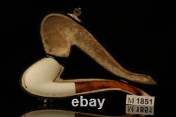 Bent Billiard Block Meerschaum Pipe with fitted case M1851