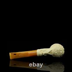 Bent Egg Pipe Masonic Emblems & Skulls New Block Meerschaum Handmade Case#1095