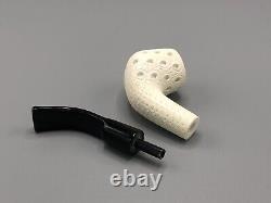 Bent Pipe By Tekin-new-block Meerschaum Handmade W Case#1737 Army Pocket Case