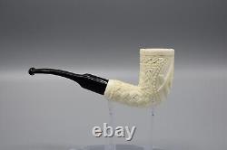 Bent Slim Chimney Pipe Masonic Emblem BLOCK MEERSCHAUM-NEW-HANDCARVED W Case#777