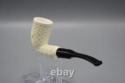 Bent Slim Chimney Pipe Masonic Emblem BLOCK MEERSCHAUM-NEW-HANDCARVED W Case#777