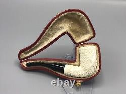 Bent Slim Chimney Pipe Masonic Emblem BLOCK MEERSCHAUM-NEW-HANDCARVED W Case#777