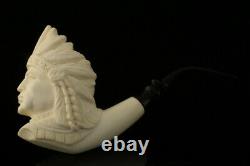 Big Chief Hand Carved Block Meerschaum Pipe with custom CASE 11312