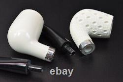 Billiard Bent Set Of 2 Pipes Block Meerschaum New Handmade W Case#836