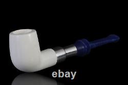 Billiard Block Meerschaum Pipe 925 silver smoking tobacco with case MD-102
