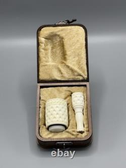 Billiard Falcon Pipe Bowl & Tamper Block Meerschaum New Handmade Custom Case#194