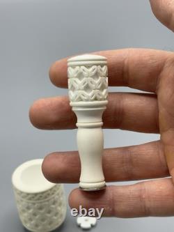 Billiard Falcon Pipe Bowl & Tamper Block Meerschaum New Handmade Custom Case#194