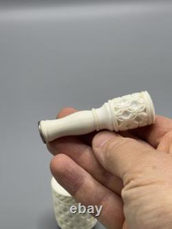 Billiard Falcon Pipe Bowl & Tamper Block Meerschaum New Handmade Custom Case#194