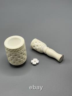Billiard Falcon Pipe Bowl & Tamper Block Meerschaum New Handmade Custom Case#194