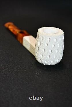 Billiard PIPE-BLOCK MEERSCHAUM-NEW-HAND CARVED W Case#463