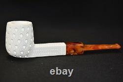 Billiard PIPE-BLOCK MEERSCHAUM-NEW-HAND CARVED W Case#463