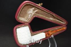 Billiard PIPE-BLOCK MEERSCHAUM-NEW-HAND CARVED W Case#463