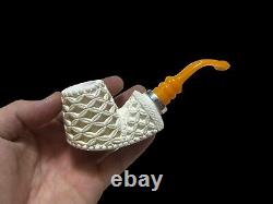 Block Meerschaum 925K Silvery Reverse Calabash Pipe Master Carver Hilmi Çay