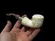 Block Meerschaum Flower Design 925k Silvery Pipe Master Carver Hilmi Çay