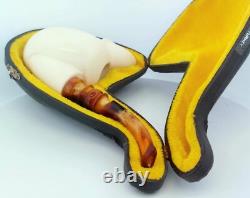Block Meerschaum Hand Carved Turkish Erotic Pipe withCase