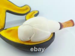 Block Meerschaum Hand Carved Turkish Erotic Pipe withCase