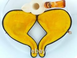 Block Meerschaum Hand Carved Turkish Erotic Pipe withCase
