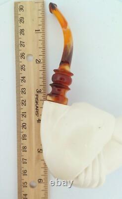 Block Meerschaum Hand Carved Turkish Erotic Pipe withCase
