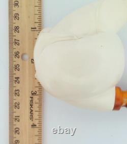 Block Meerschaum Hand Carved Turkish Erotic Pipe withCase