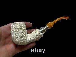 Block Meerschaum Hard Detail 925K Silvery Billiard Pipe Master Carver Hilmi Çay