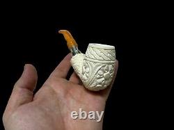 Block Meerschaum Hard Detail 925K Silvery Billiard Pipe Master Carver Hilmi Çay