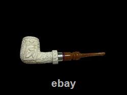 Block Meerschaum Hard Detail 925K Silvery Billiard Pipe Master Carver Hilmi Çay