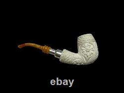 Block Meerschaum Hard Detail 925K Silvery Billiard Pipe Master Carver Hilmi Çay