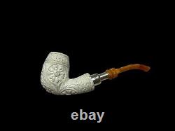 Block Meerschaum Hard Detail 925K Silvery Billiard Pipe Master Carver Hilmi Çay