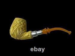 Block Meerschaum Hard Detail 925K Silvery Pipe Master Carver Hilmi Çay